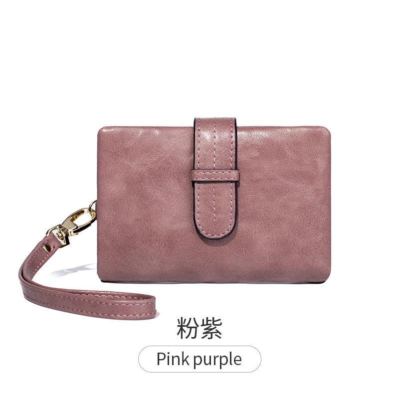 New Women's Wallet Retro Solid Color Portable Short Wallet Simple Fashion Large Capacity Change Bag