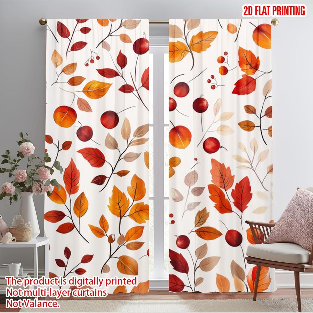 

2pcs,2D plane printing Curtains Digital Printed Autumnal Whimsy Versatile Durable Polyester (without rod) Outdoor Decorations 52.50×116.00 CM 2pcs
