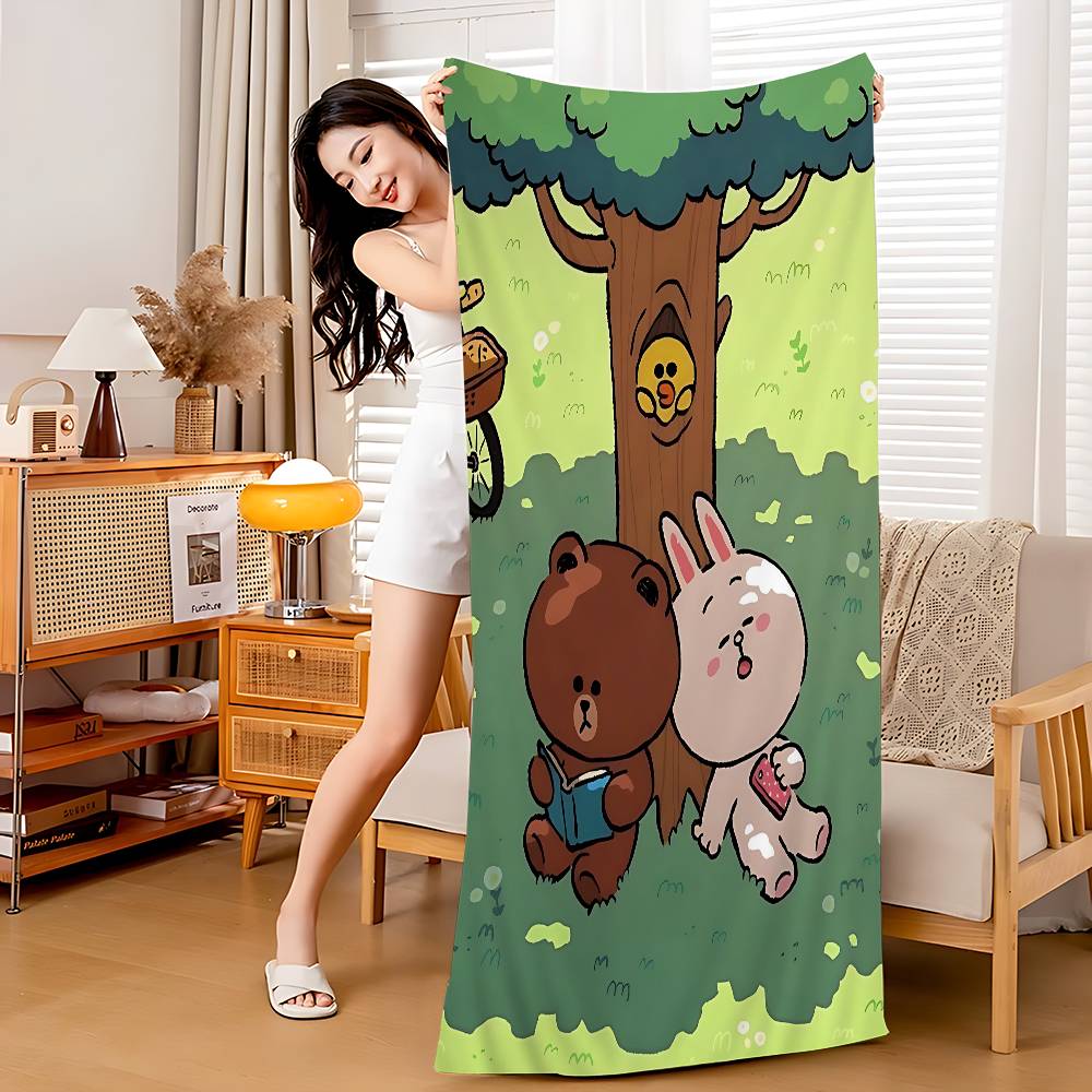 L-LINE ANIMATION FRIENDS Microfiber Printed Beach Towel Mountain Climbing Yoga Beach Swimming Running Absorbent Soft Towel