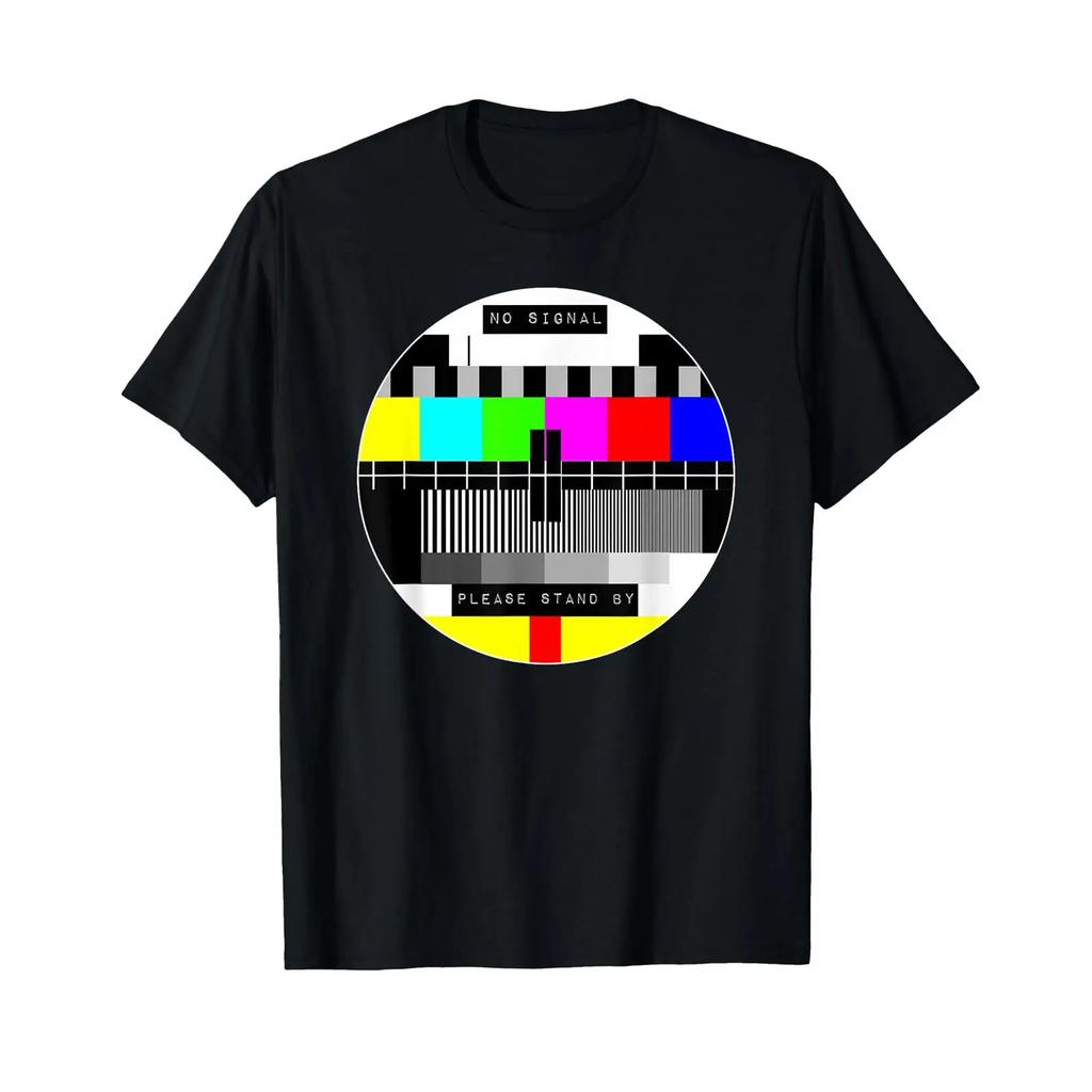 No Signal Please Stand By Television Screen Color Bars T Shirt vintage Washed Versatile Breathable Comfortable Slightly