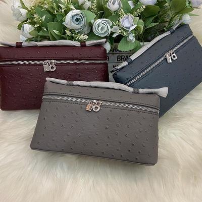 "Hochwertige Tasche aus echtem Leder mit Straußenmuster: Vielseitige Herbsthandtasche, Lunchtasche oder Crossbody für Damen"