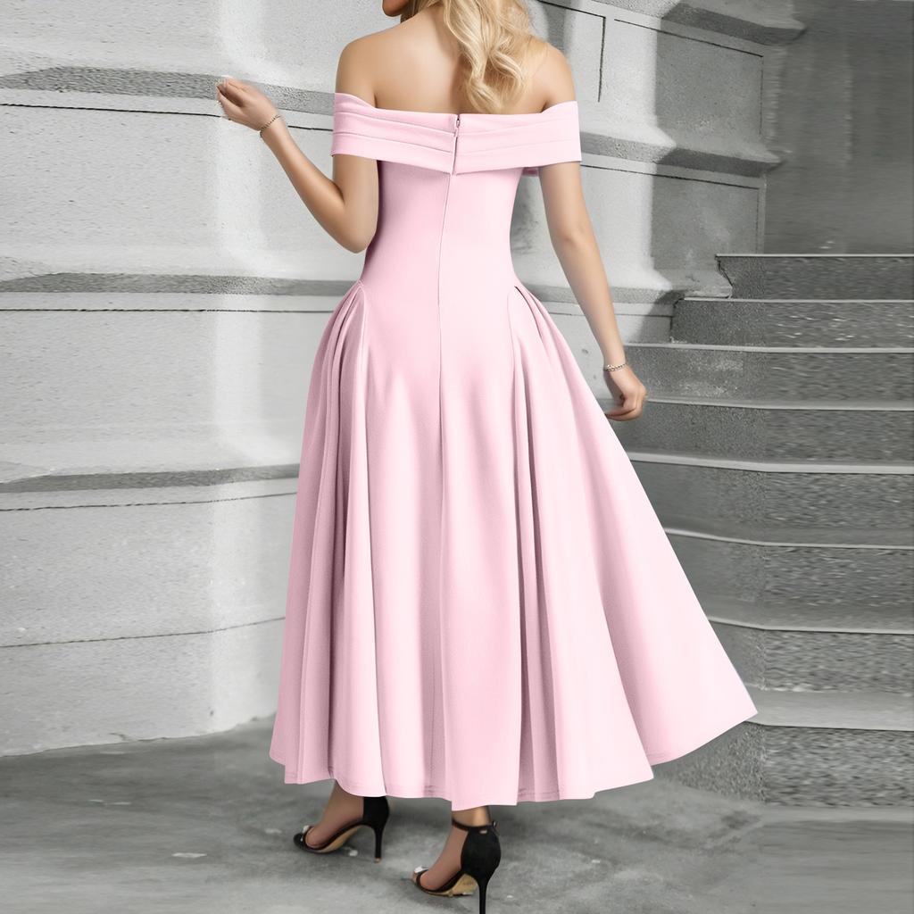 Sexy One-shoulder Back Elegant Color Tube Top Dress For Women