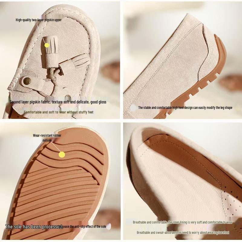 2025 Damen Echtleder Quasten Rutschfeste Slipper – Lässige Slip-on Umstandsschuhe