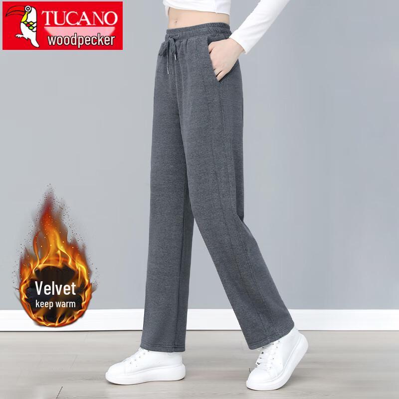 Tucano Calças Casuais Esportivas de Perna Reta em Mistura de Algodão para Mulher