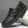 Men's Spring and Autumn Casual Shoes, Men's Large Bean Shoes, Hand Sewn Leather Shoes