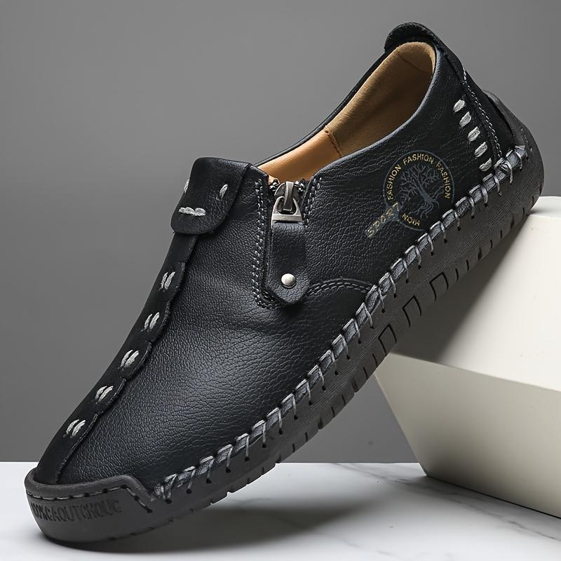Men's Spring and Autumn Casual Shoes, Men's Large Bean Shoes, Hand Sewn Leather Shoes