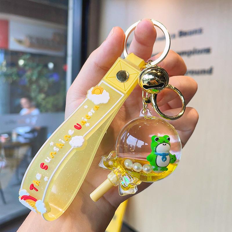 Adorable Floating Sand Bottle Frog Lollipop Keychains Perfect For Gifts And Decorations
