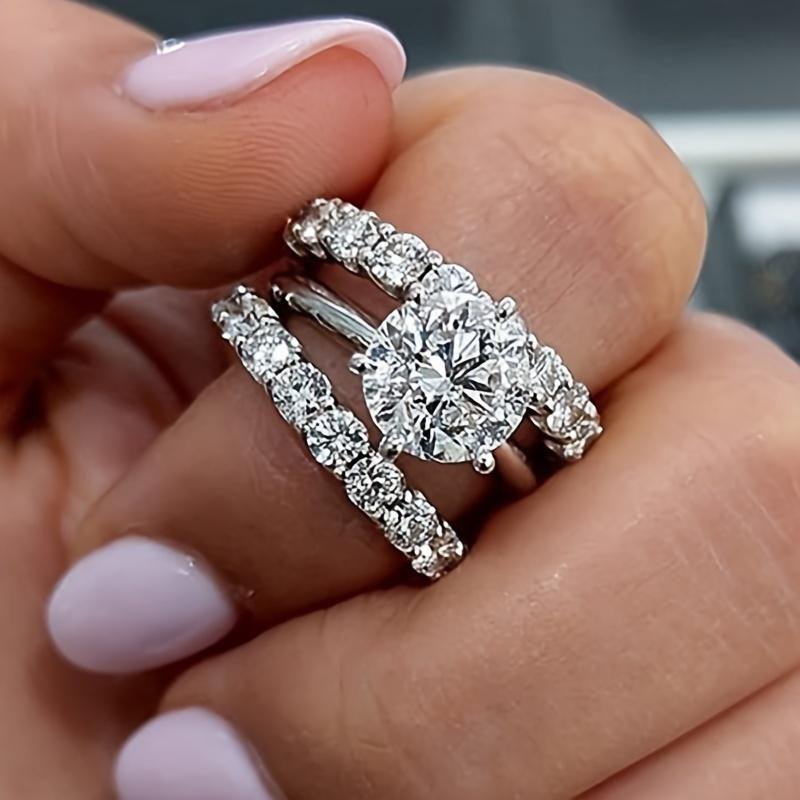 set Exquisite Shining Zircon Wedding Ring Set Women s Wedding Engagement Fashion Jewelry 9