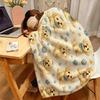 1pc Milky White Background Teddy Puppy Print Fleece Blanket Suitable for All Seasons Perfect for Bed Sofa Office Camping And Trave