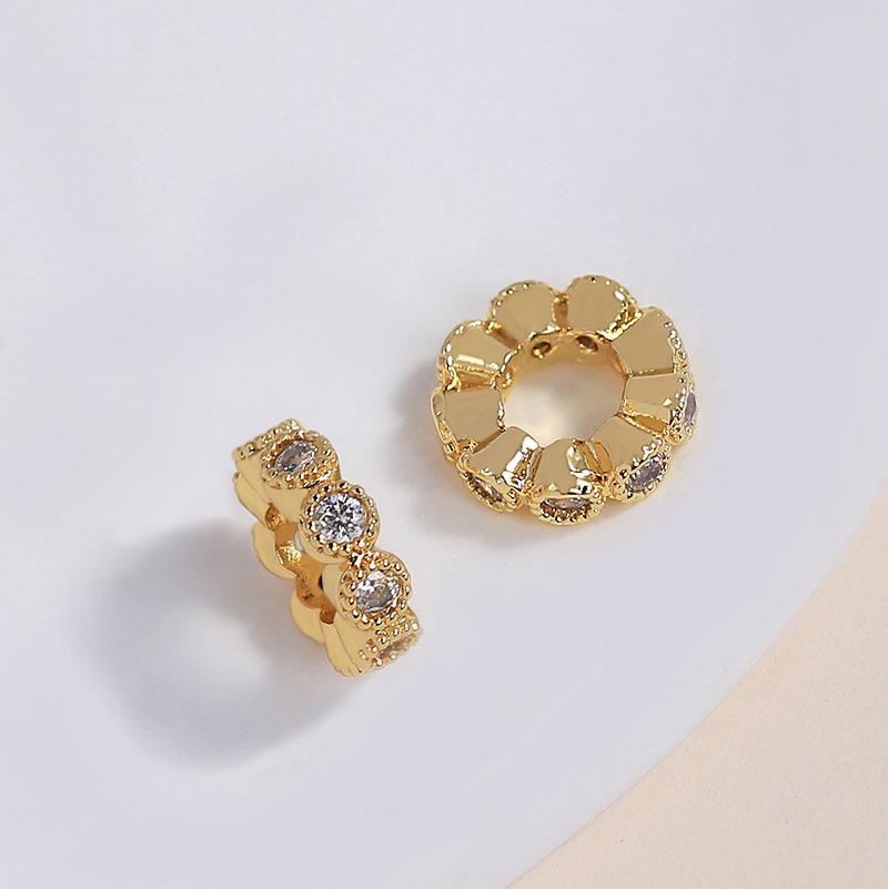 18K Gold-Filled Wavy Rhinestone Spacer Beads for DIY Bracelets