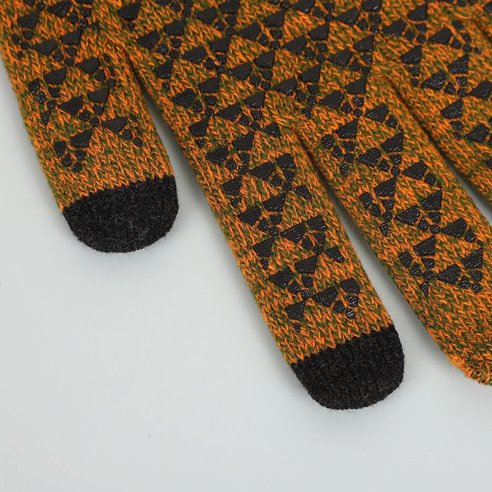 Knitted Gloves Warm Winter Thickened Non-slip Wool Outdoor Riding Wear-resistant Cold-proof Breathable Five-finger Gloves