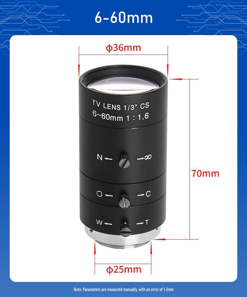 FA Industrial Zoom Lens Series: 6-60mm/5-50mm/10-50mm Low Distortion C-Mount for Machine Vision