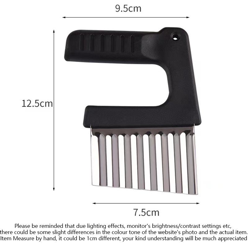 Stainless Steel Potato Chip Slicer Crinkle Cutter with Ergonomic Handle for Potato Carrot Veggies Serrator Salad Chopping Knife