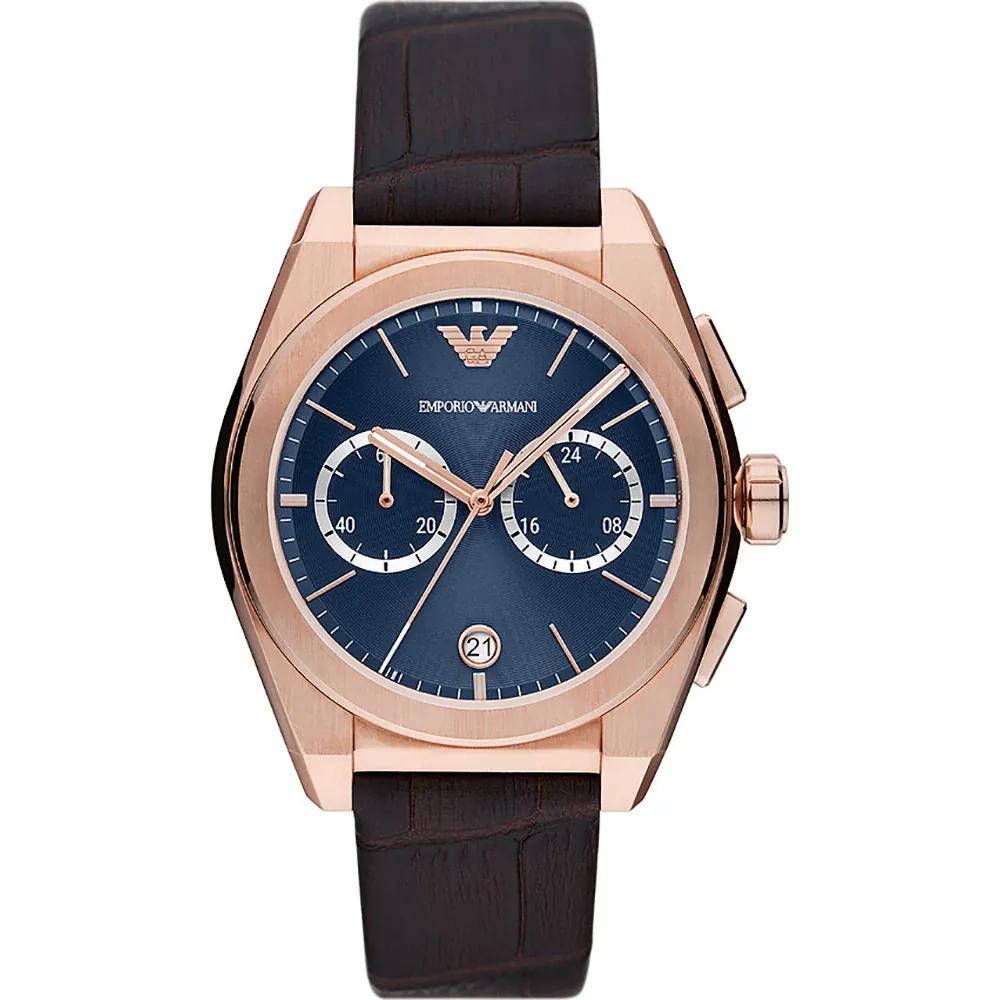 Emporio Armani Federico Blue Brown Leather Men s Quartz Chronograph AR11563 синий