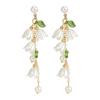 Unique Flower Fringe Necklace Elegant Bell Orchids Preal Leaf Charm Choker Dangle Earring Jewelry Gift Party Ornament