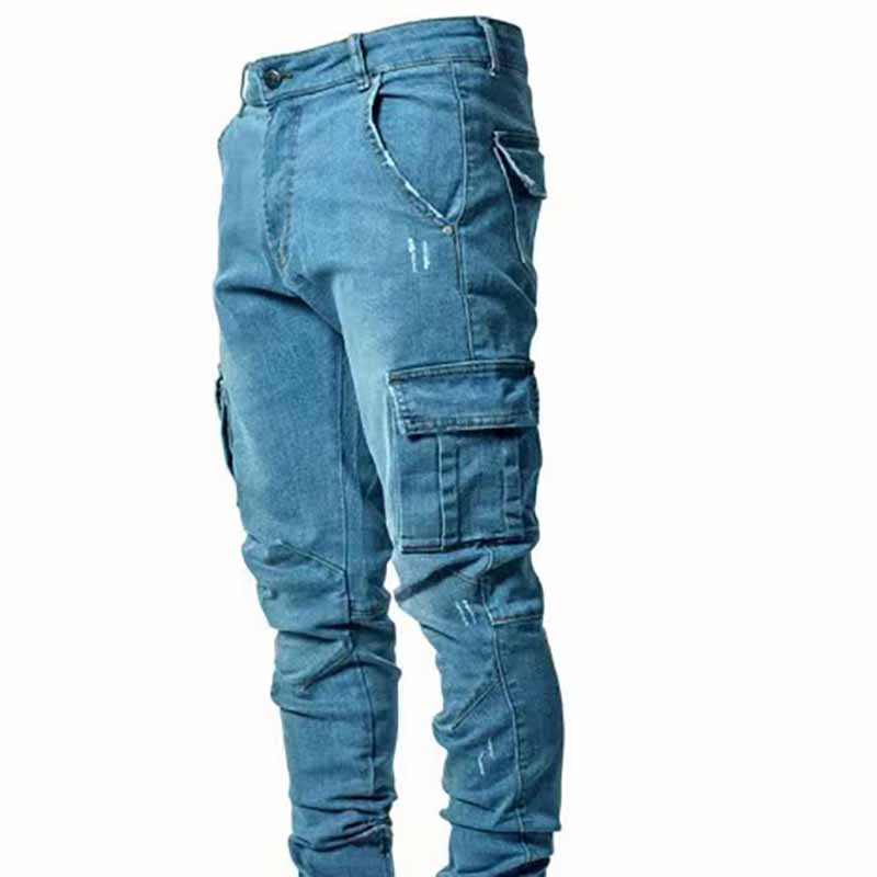 

Мужские джинсы весна-осень Four Seasons Thin Section Plus Size Small Feet Tight Thin Solid Color XS