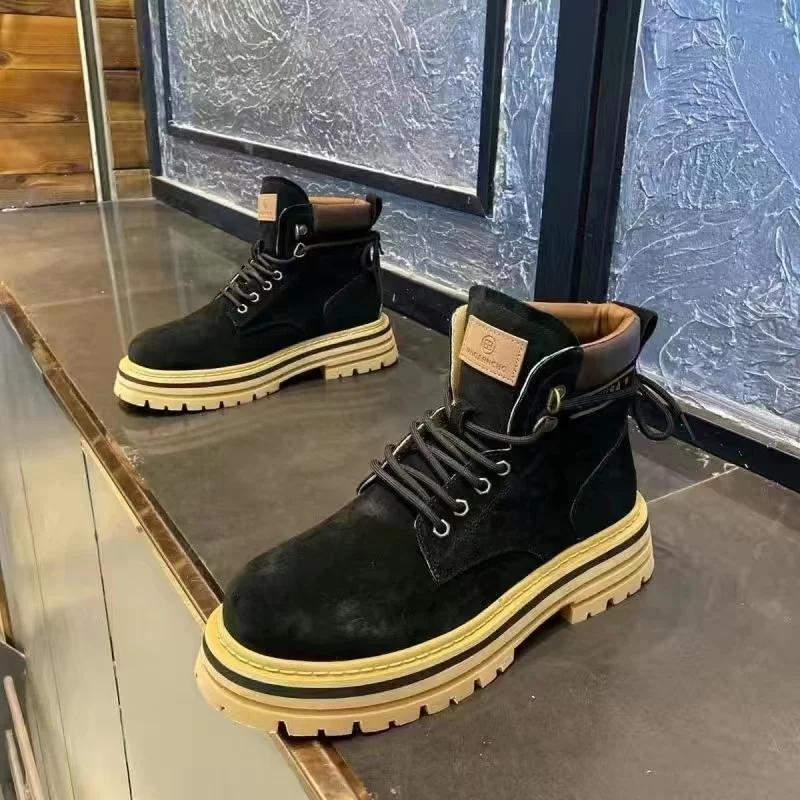 Fashion Autumn New Arrival Fashion Casual British Style Designer Motorcycle Boots Comfortable High Quality Winter Warm Lace Up Men Shoes