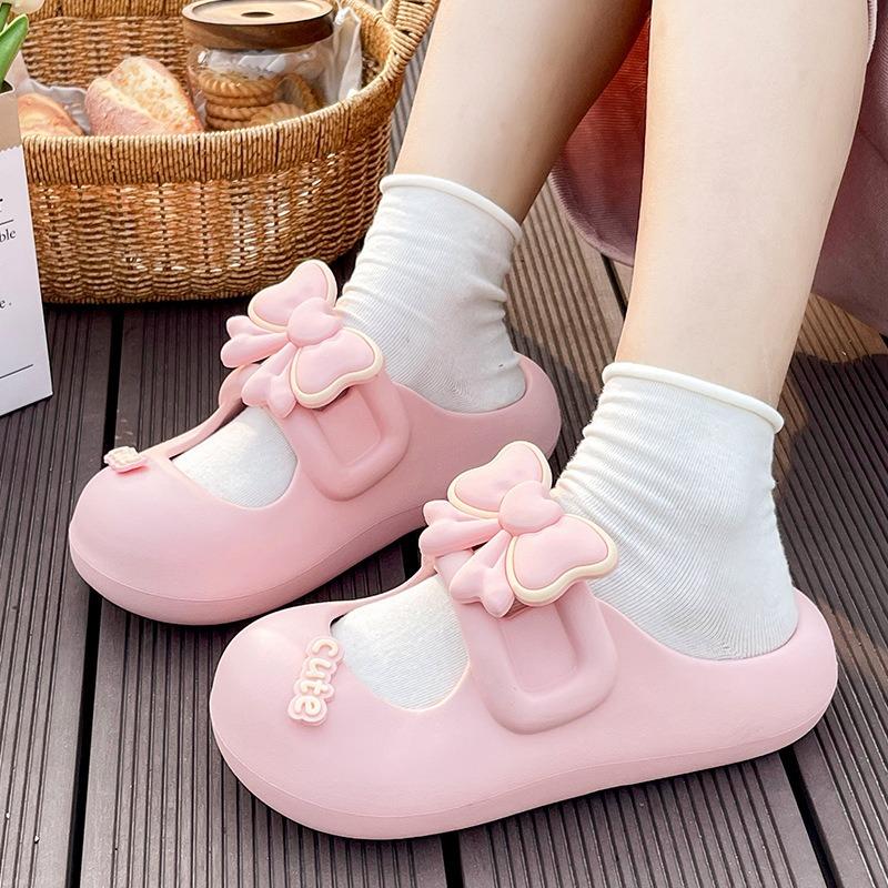 Warm edge cute hole shoes women's summer student home wear non-slip thick-soled soft-soled Mary Jane bag head drag