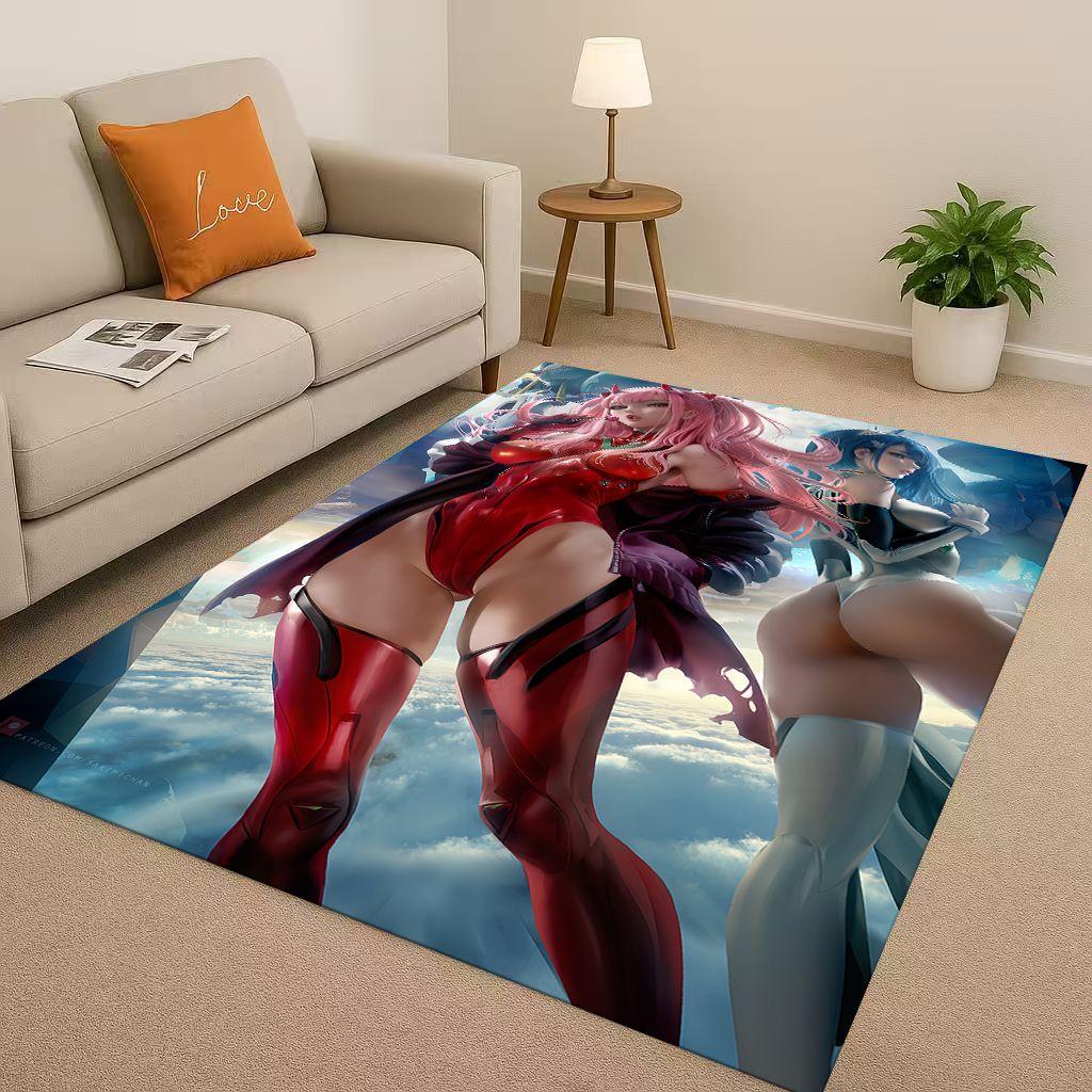 Sexy Girl Zero Two DARLING In The FRANXX Cartoon Living Room Non Slip Area Rug Carpet for Bedroom Sofa,Easy Clean Home Doormat