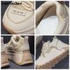 8cm Chunky Sneakers Platform Heel Women Casual Shoes Genuine Leather Comfortable Walking Shoes Warm Fur Winter Shoes