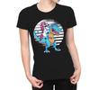 1Tee Womens Unicorn Riding Dinosaur T-Shirt