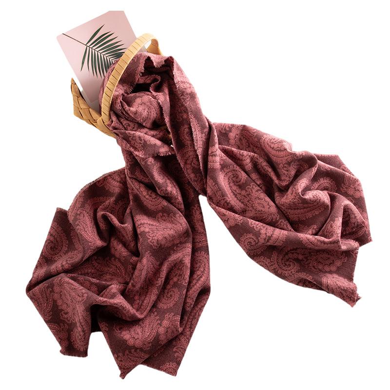 Strictly Select Cross-border Winter Temperament Imitation Cashmere Scarf Retro Versatile Cashew Flower Thick Velvet Warm Wholesale