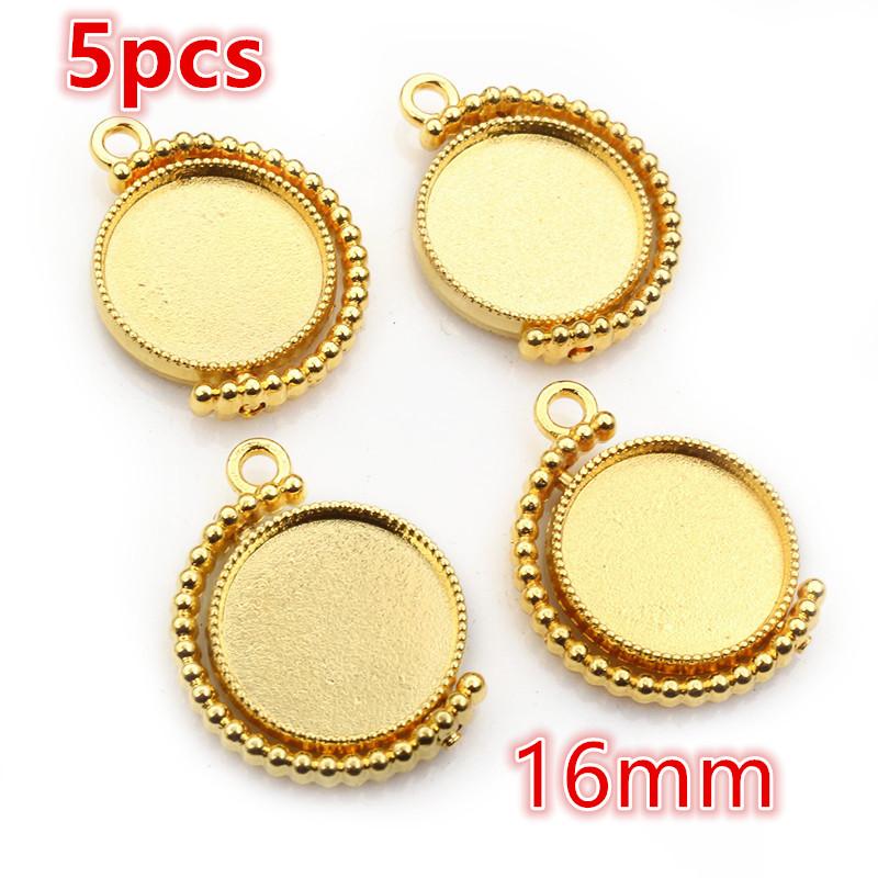 5-15pcs 16mm 18mm Inner Size Pendant Cabochon Blank Base Setting Bezel Tray DIY Jewelry Making Accessories for Necklace Keychain