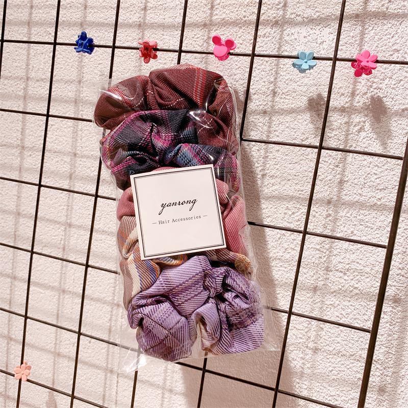 New 5PCS/Set Candy Color Printing Hair Ties For Women Cute HairBand Ponytail Holder Elastic Rubber Band Fashion Hair Accessories