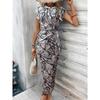 Temperament eleganter Taillenriemen gestreifter Rundhalsausschnitt Kurzarm langes Kleid Sommer Damen High-End Damenbekleidung Rock