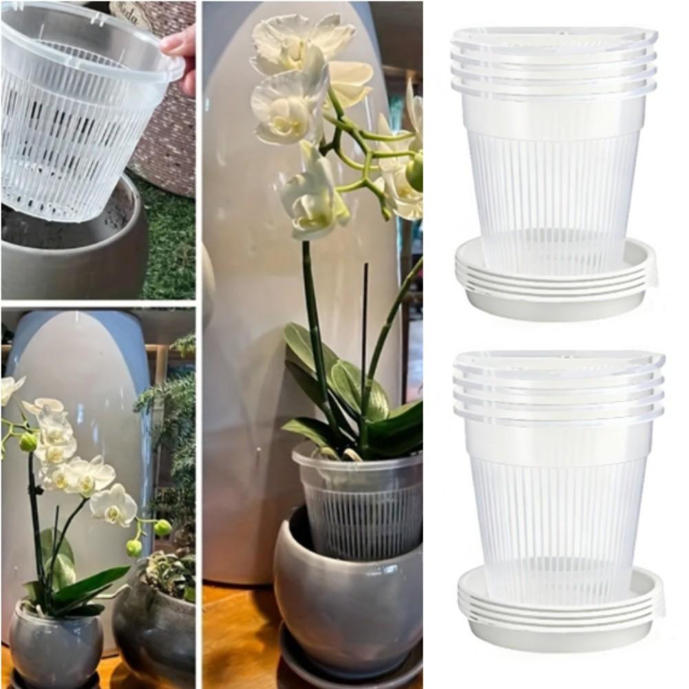 Transparent Orchid Flower Pot Clear Orchid Pot Built-in Drainage Holes Monitor Root Growth For Repotting Orchids