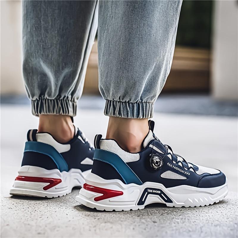 Men'S Korean Rotating Buckle Fashion Casual Sports Shoes Four Season Soft Soled Non Slip Outdoor Running Shoes Student Sneakers