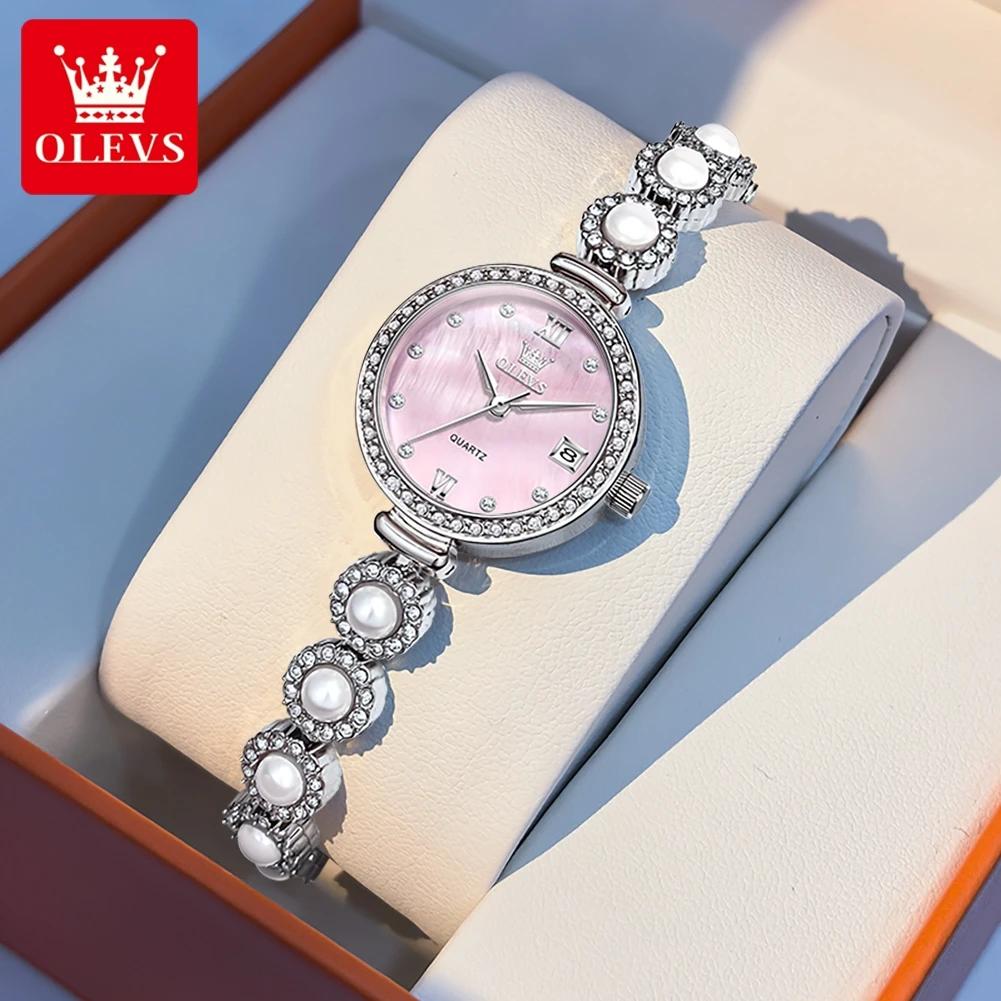 OLEVS Original Small Watches for Woman Ladies Quartz Elegant Diamond Gold Wristwatch Luxury Brands Waterproof Women Gifts