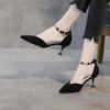 Women's Spring and Summer Soft High Heels Large Size Point Toe Cool Shoes Breathable Casual Sandals for Office Ladies