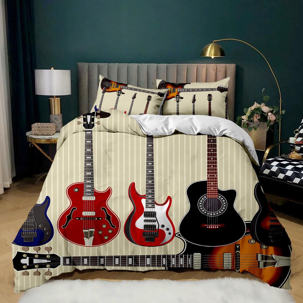 Comforter Guitar Electric Guitar In Burning Musical Creativity Concept Music Double Queen King Size Qulit