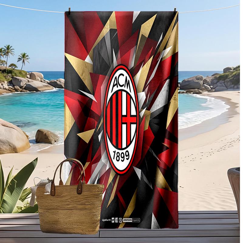 AC Milan Printed Beach Towel Quick Dry Soft TowelPortable Large Rectangular Beach Blanket for Travel Swimming Pool