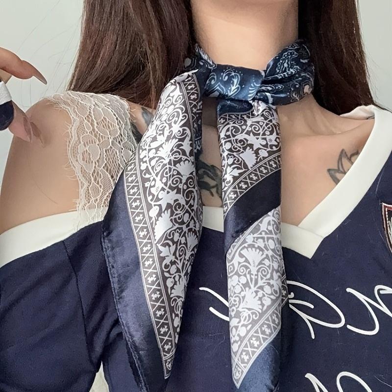 Yeni 60CM Paisley Baskılı Kare Eşarp Kadın Yumuşak Saten Mendil Saç Bandı Boyun Fuları Başörtüsü Bayan Saç Bandı Fular Çanta Kurdelesi