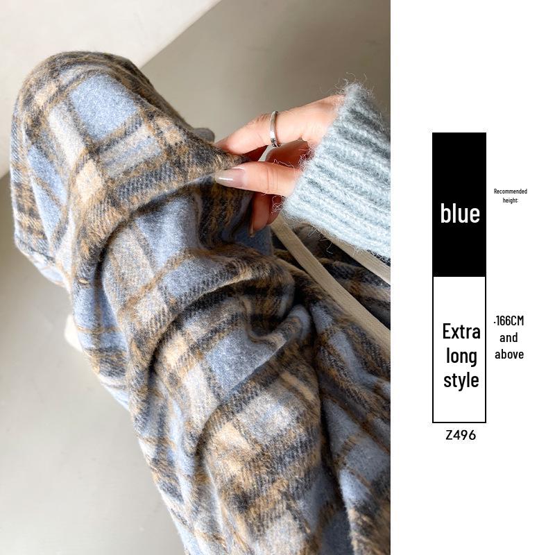 Women's Plaid Velvet-Lined Wide-Leg Pants - Autumn/Winter 2025 Retro Style