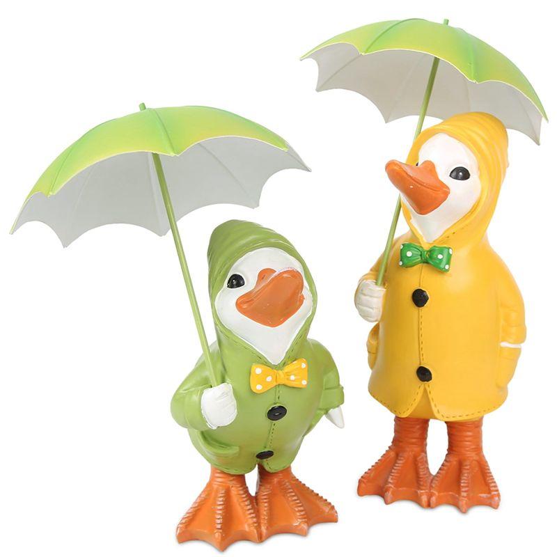 

AEE4-2PACK Dilly And Dally Garden Ducks With Detachable Umbrella Garden Ornaments Outdoor Novelty Standing Sculpture