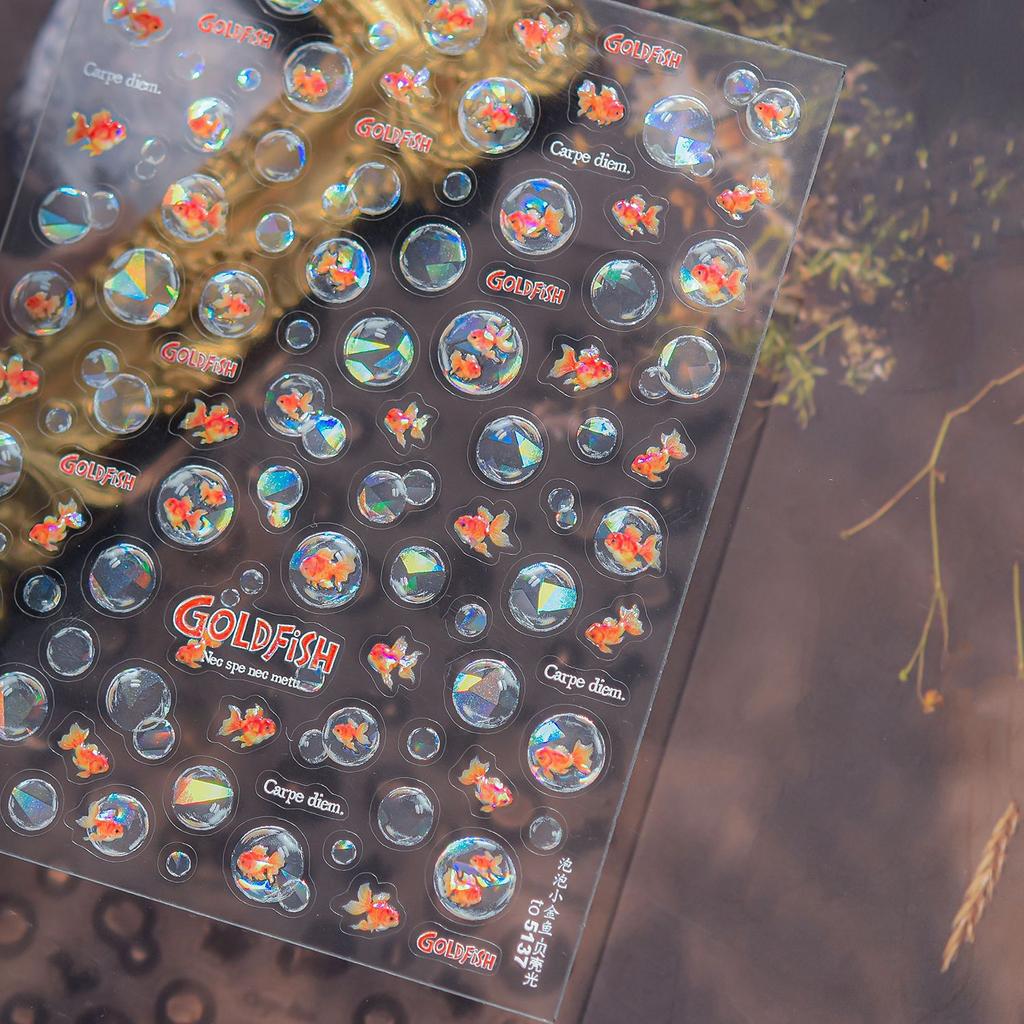 Shiny Blowing Bubble Nail Decorations Stickers 5D Shell Light Love Cat Bubble Transfer Slider Sticker DIY Manicure Decals