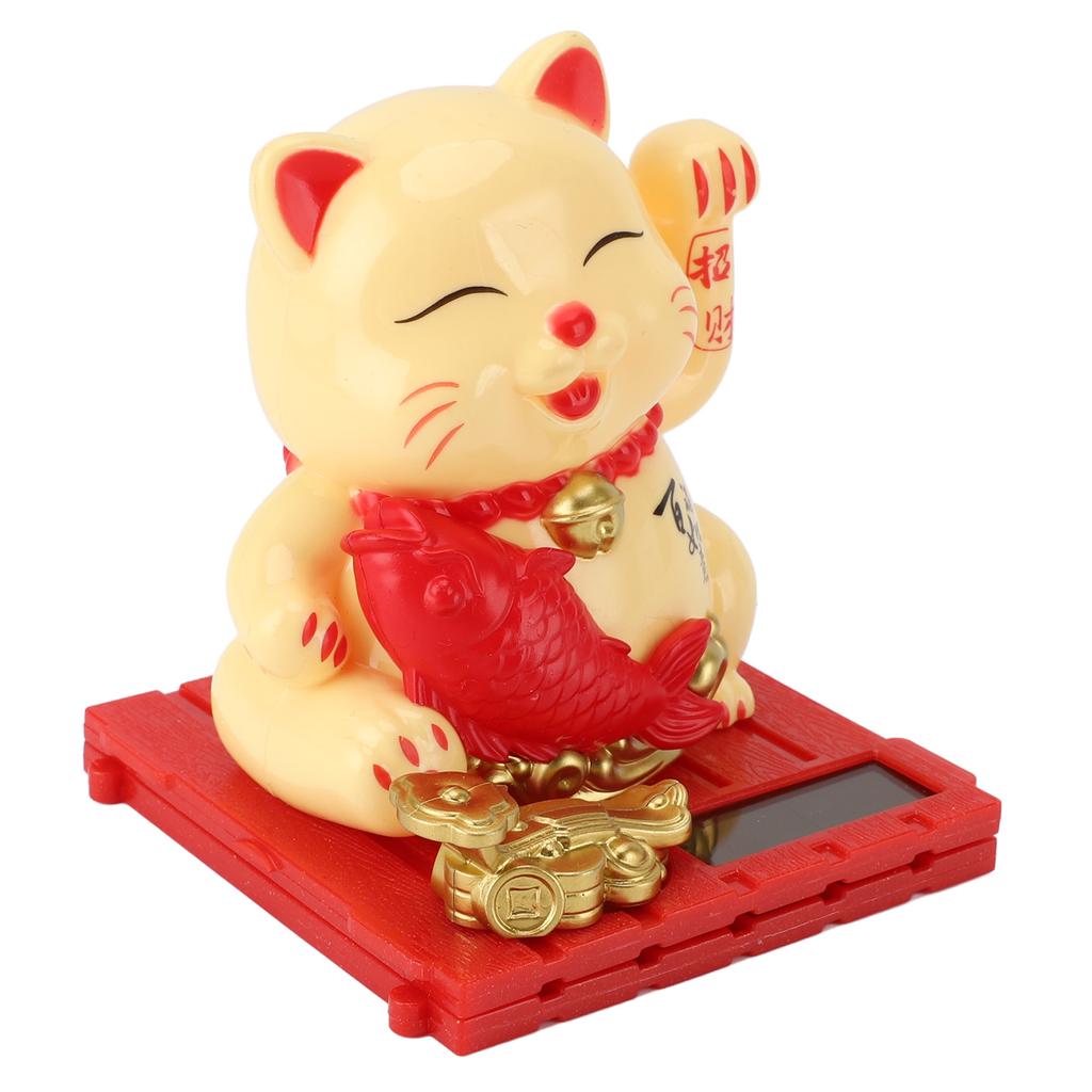 Solar Waving Cat Innovative Cute Solar   Cat Solar Powered Fortune Cat with Transparent Cover for Car Dashboard Cashier Desk Store