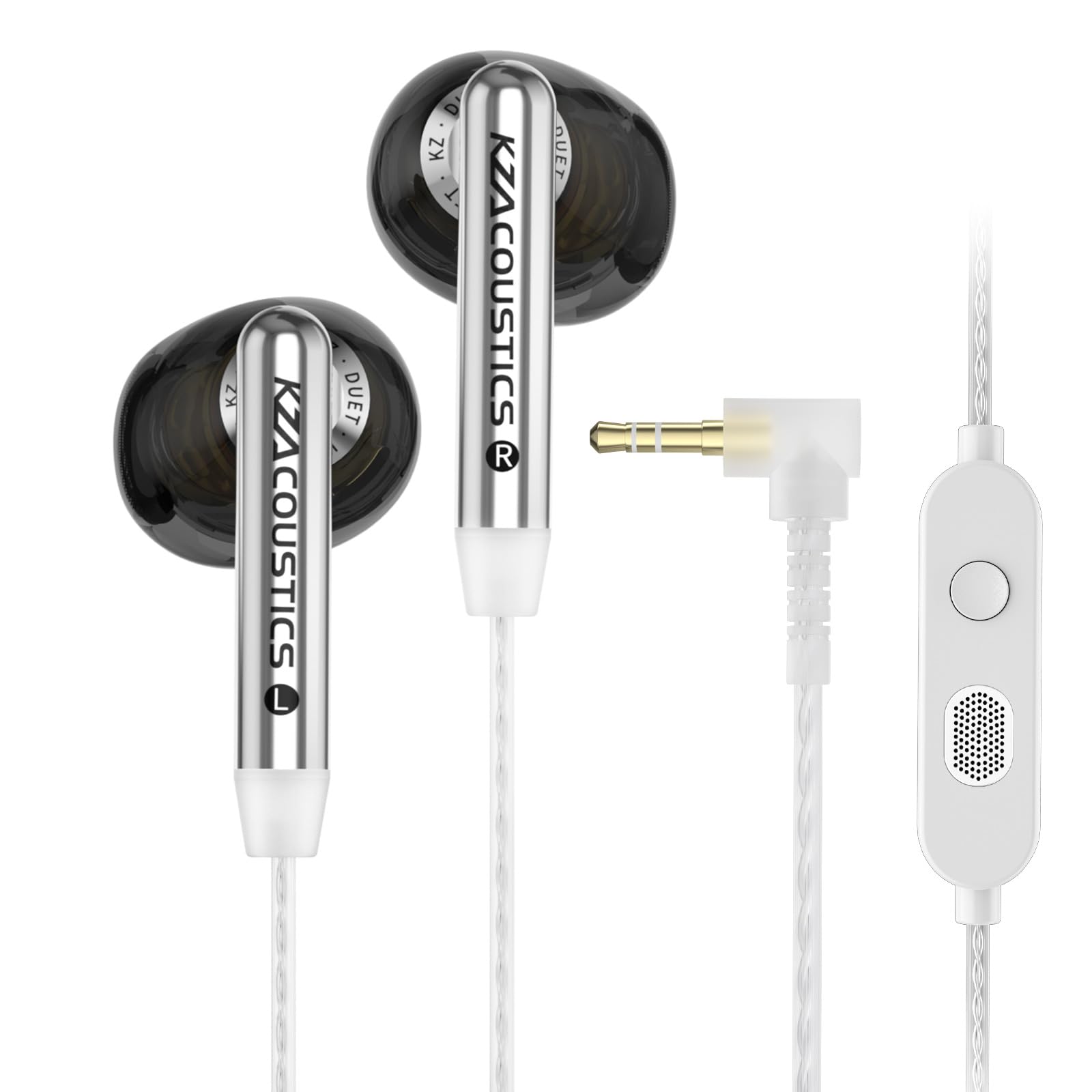 

KZA COUSTICS KZ Duet In-Ear Gaming Earphones with Dual Dynamic Drivers, Hi-Fi Sound, HD Dual Mic, 3.5mm/Type-C Earphones (3.5mm with Mic, Black)