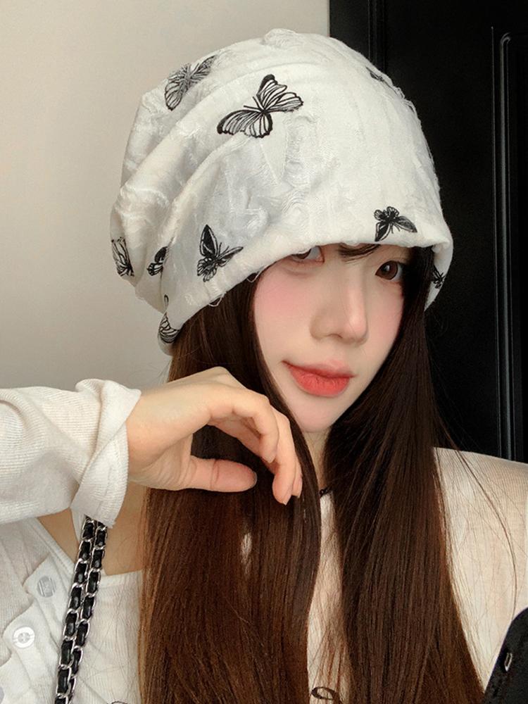 Spring Autumn Winter Women Sweet Print Hats Fashion Beanie Embroidery Hat Skullies Mujer Lady Adult Cover Head Caps Casual New