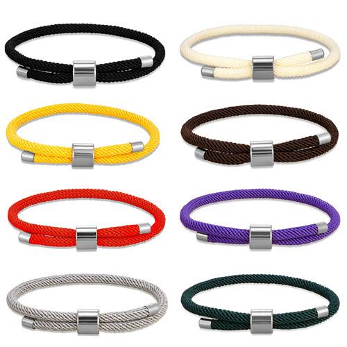 Stainless Steel Round Buckle Bracelet Classic Simple Men And Women Couple Adjustable Milan Rope Hand Rope