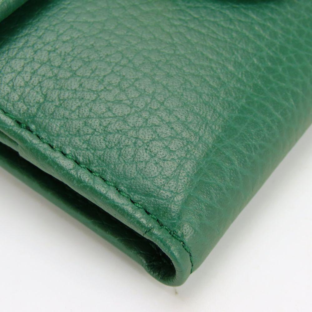 Used GUCCI Bifold Wallet Interlocking 615525 Leather Green Everyday Use