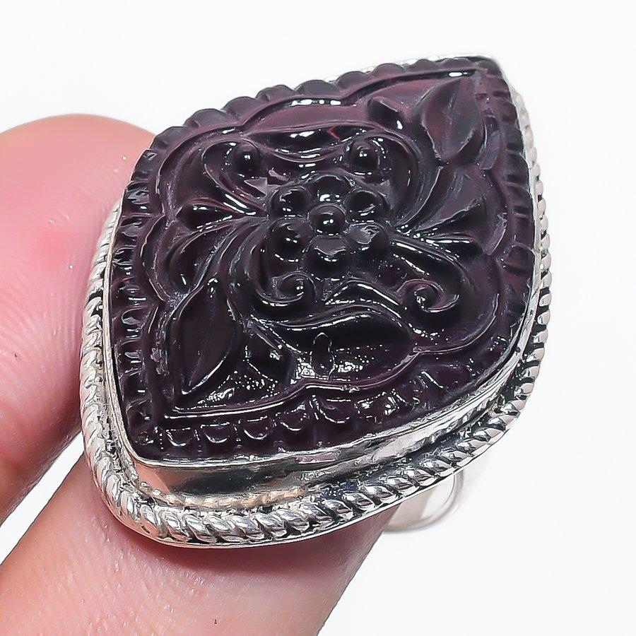 

Резьба из натурального розового турмалина, ювелирное изделие из стерлингового серебра 925 пробы, размер кольца 9 y8Q65