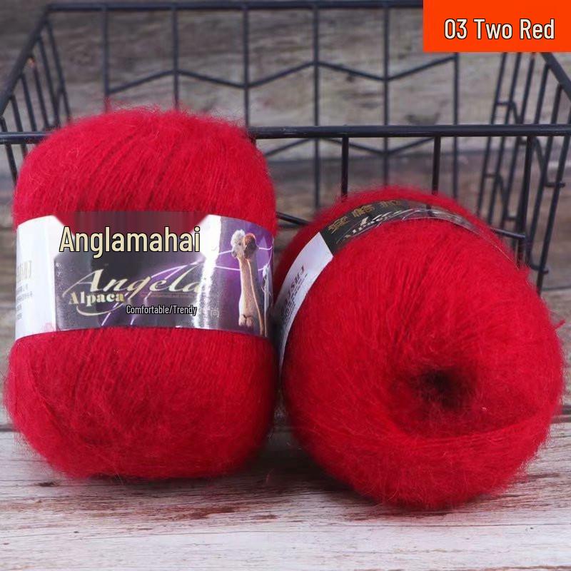 Hand-Knitted Medium Fine Angora Mohair Yarn - 42g Ball