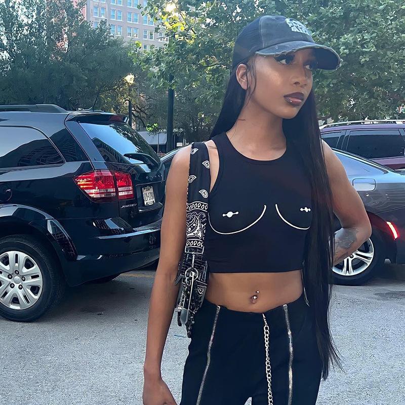 

Женская футболка без рукавов с принтом, вес 70 г XL чёрный