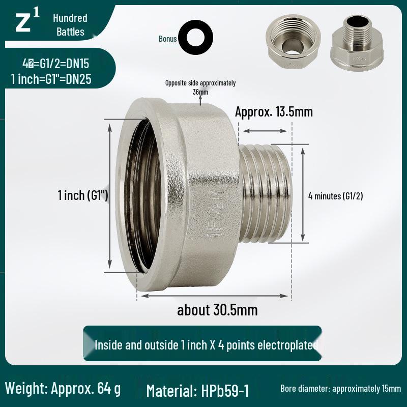 1-Inch Copper Water Pipe Fittings, 6mm To 4mm & 4mm To 6mm Thread Reducer Connector