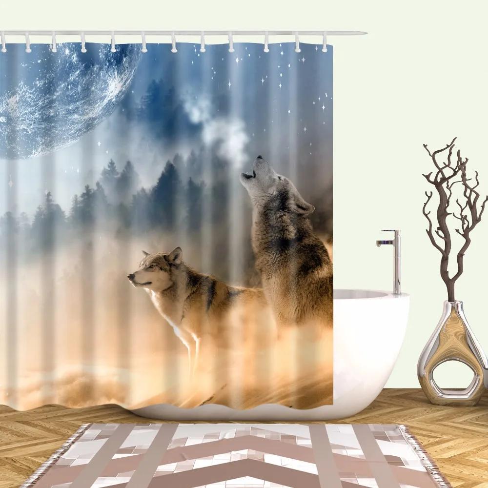 Bathroom Shower Curtain Animals Elephant Horse Deer Zebra Bird Fabric Waterproof Polyester Bathroom Curtain With Hooks 180X180Cm