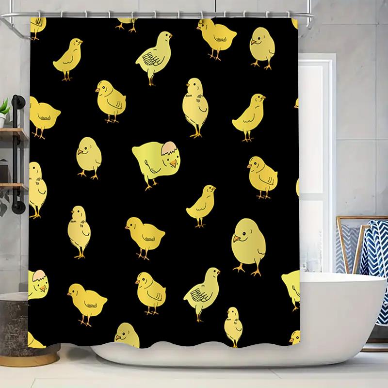 

Chicken Print Black Shower Curtain Waterproof Bathroom Decor Home Decoration This Title Provides A Clear Description Of What The W60H190(CM)-1 Pcs